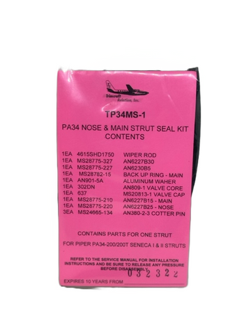 Trimcraft Aviation Piper PA-34 Nose & Main Strut Seal Kit TP34MS-1